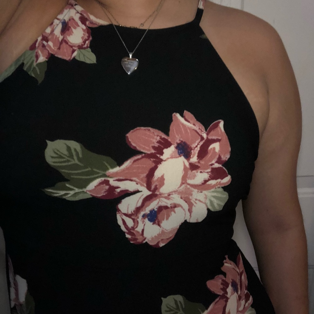 Back dress/ pink floral print